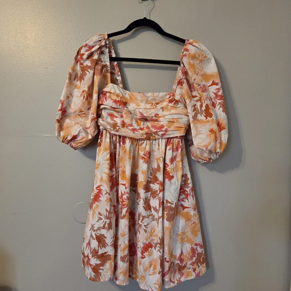 Abercrombie & Fitch Women's Emerson Floral Puff Sleeve Mini Babydoll Dress Sz S - Picture 4 of 15